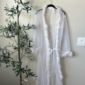 Marabou Feather Robe Adult Costume White